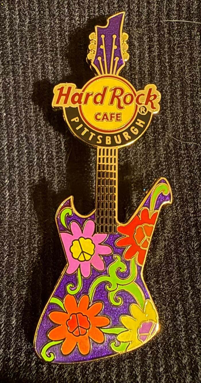Hard Rock Cafe Pittsburgh Peace Guitar Series Hippie Flower Guitar Pin